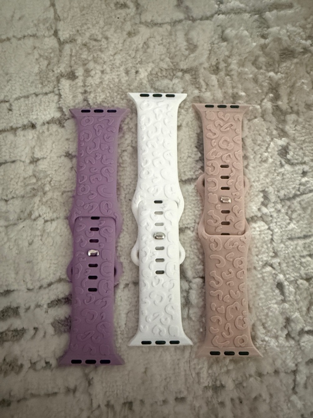 Textured Silicone Apple Watch Bands - Lavender, White, Blush